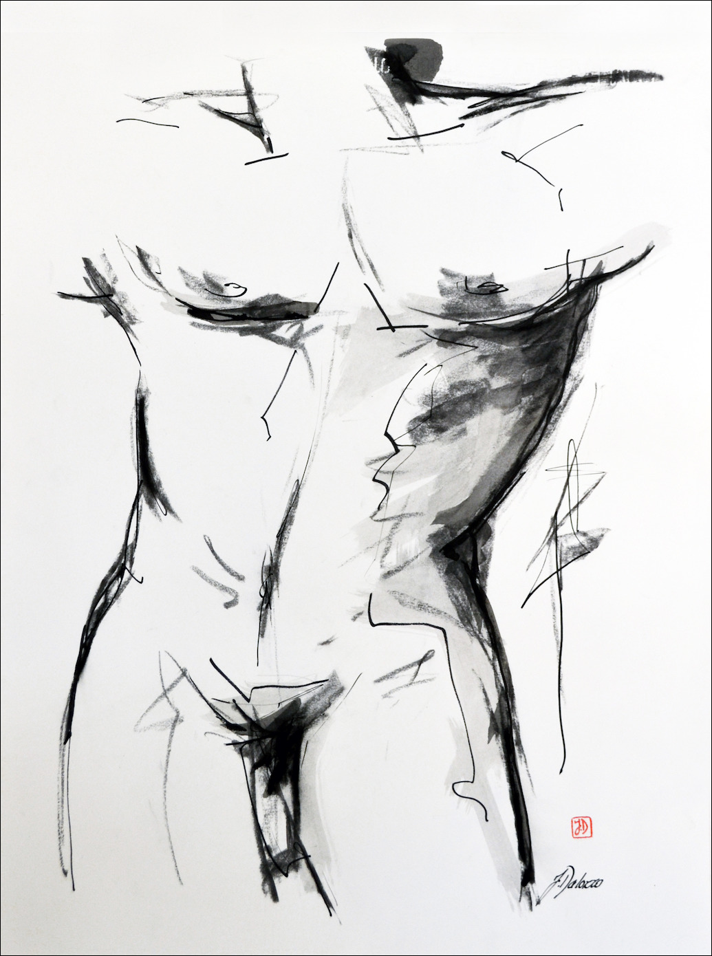 True Semblance Nude "Manly Tones Fine Lines" Original Artwork by Judith Dalozzo
