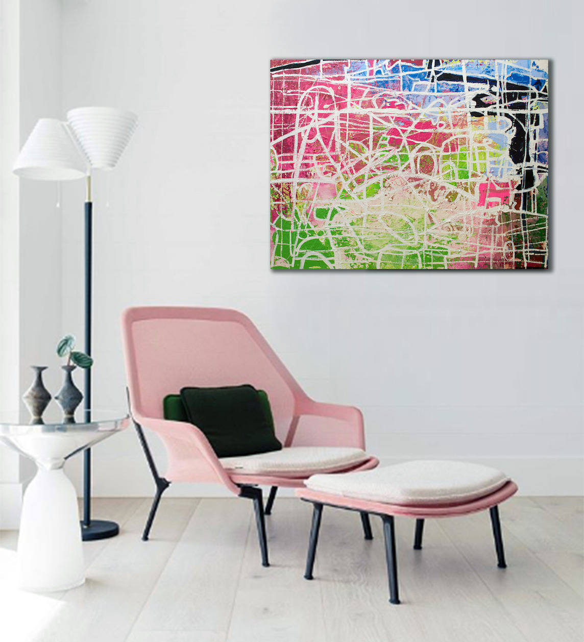 Wall Design Ideas With Abstract Painting "Mapping My Way out" By Judith Dalozzo