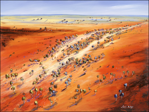 Distant Ranges Landscape "Midday Horizon Riverbed" Original Artwork by Louis Dalozzo