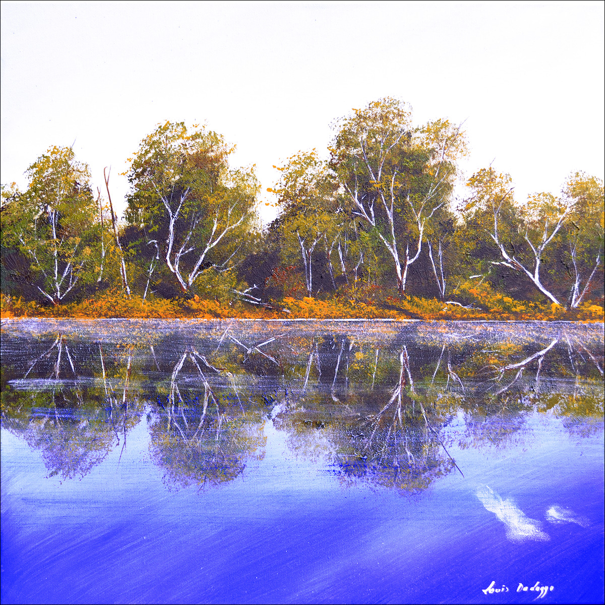 Water Reflection Landscape "Mirror Reflection Noosa River" Original Artwork by Louis Dalozzo