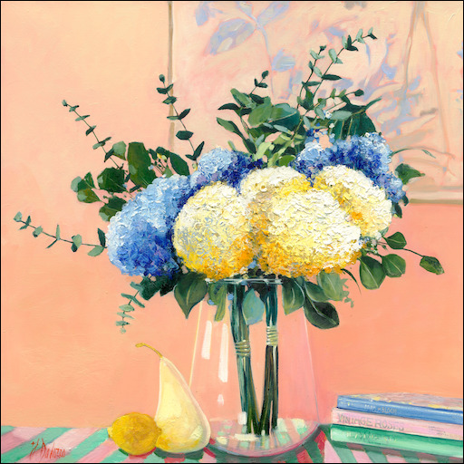 Floral Still Life Painting "Mixed Hydrangeas" by Judith Dalozzo