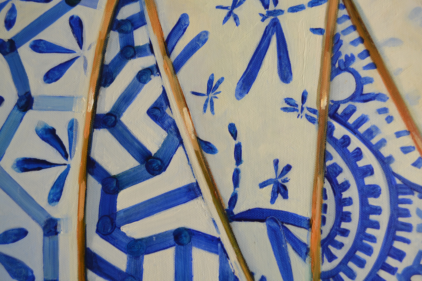 Close Up Detail 2 Of Oil Painting "Monyou Bowls 3" By Judith Dalozzo