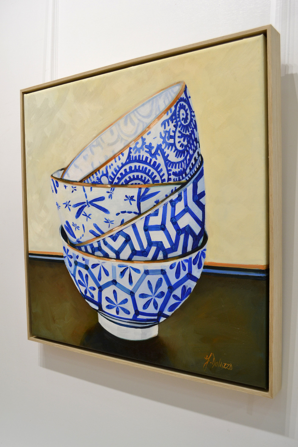 Side View Of Still Life Painting "Monyou Bowls 3" By Judith Dalozzo