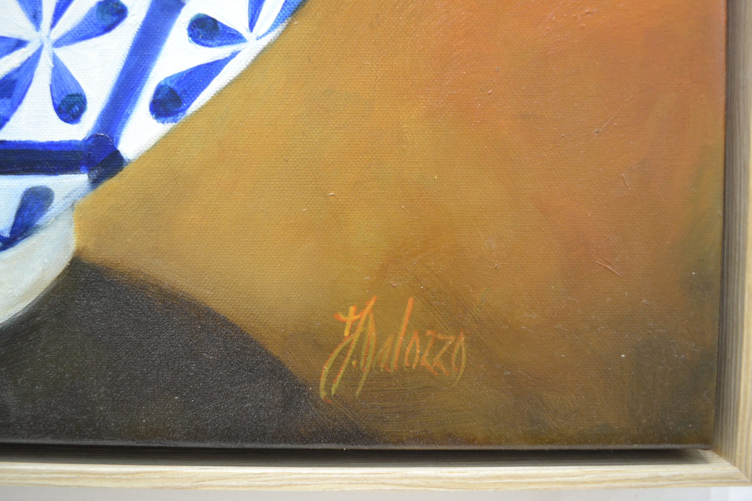 Close Up Signature 2 Of Oil Painting "Monyou Bowls 4" By Judith Dalozzo