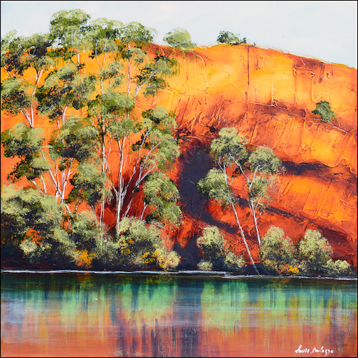Water Reflection Landscape Painting "Moon Shine Gorge Kimberley" by Louis Dalozzo