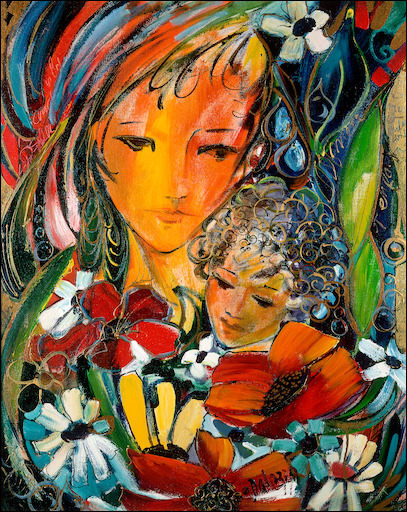 Figure "Mother and Child Vision" Original Artwork by Lucette Dalozzo