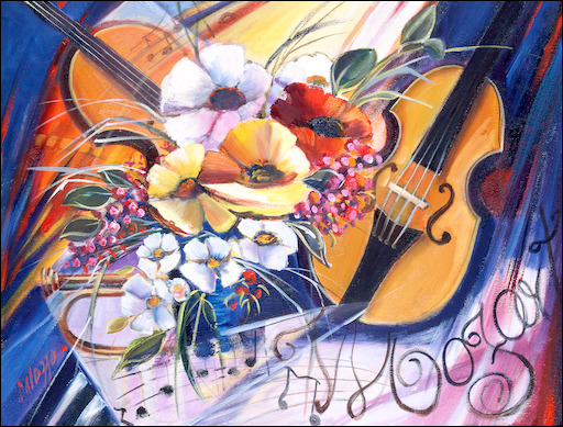 Still Life Postcard "Mozart 2" by Lucette Dalozzo