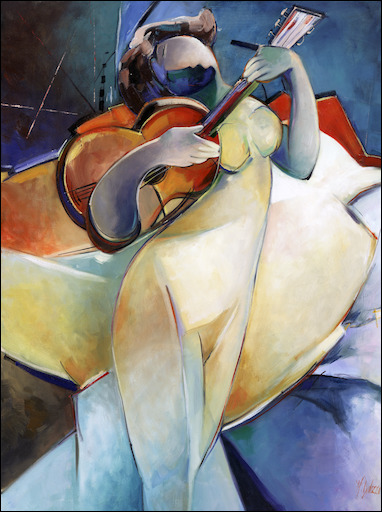 Cubic Gal Figure Canvas Print "Musical Interlude" by Judith Dalozzo