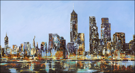 Cityscape "New York City Skyline" Original Artwork by Judith Dalozzo