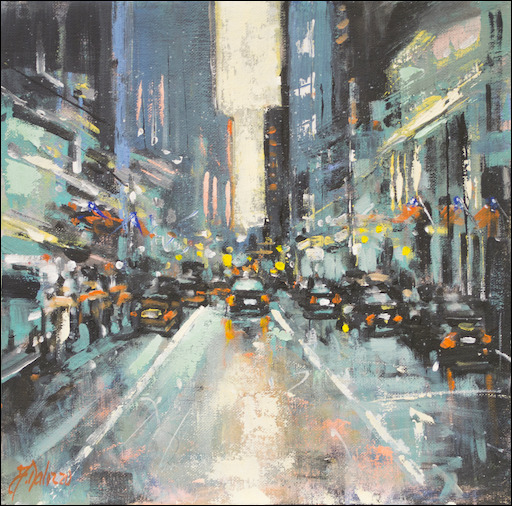 Cityscape Painting "New York Reflection" by Judith Dalozzo