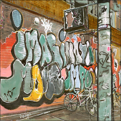 Cityscape "New York Streets" Original Artwork by Lucette Dalozzo