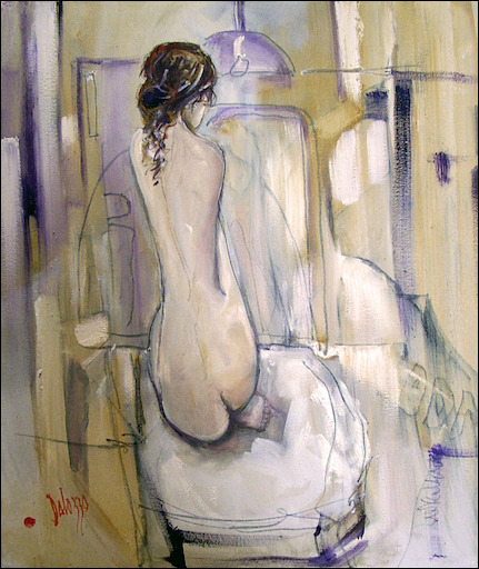 Sensuality Nude "Nude 2 Study" Original Artwork by Lucette Dalozzo