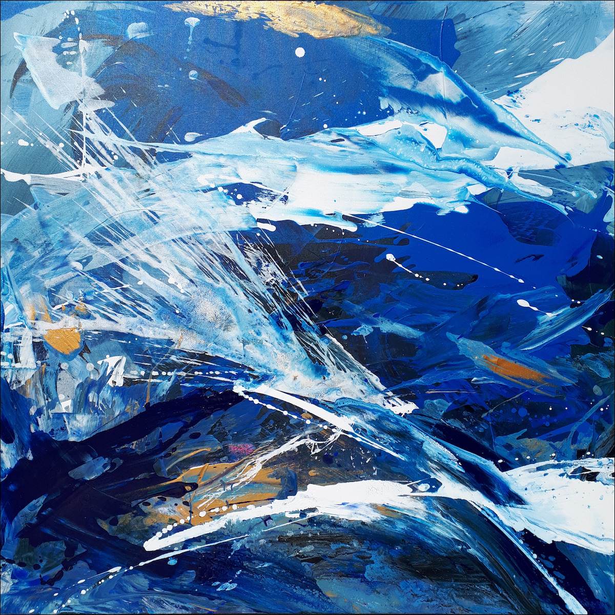 Influx Abstract "Ocean Blues" Original Artwork by Judith Dalozzo