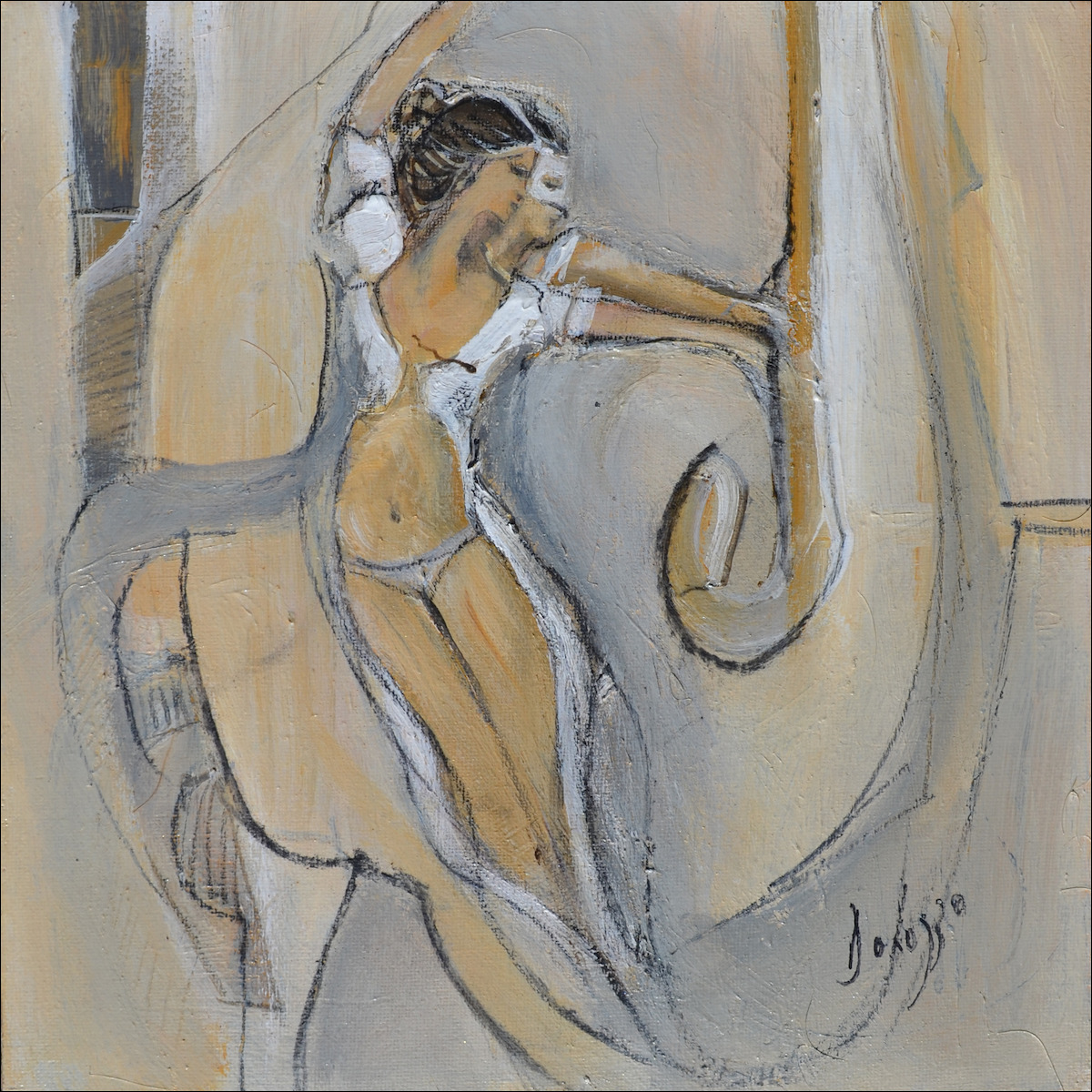 Sensuality Nude "Original Study" Original Artwork by Lucette Dalozzo