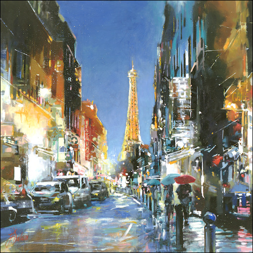 Cityscape "Paris by Night" Original Artwork by Judith Dalozzo