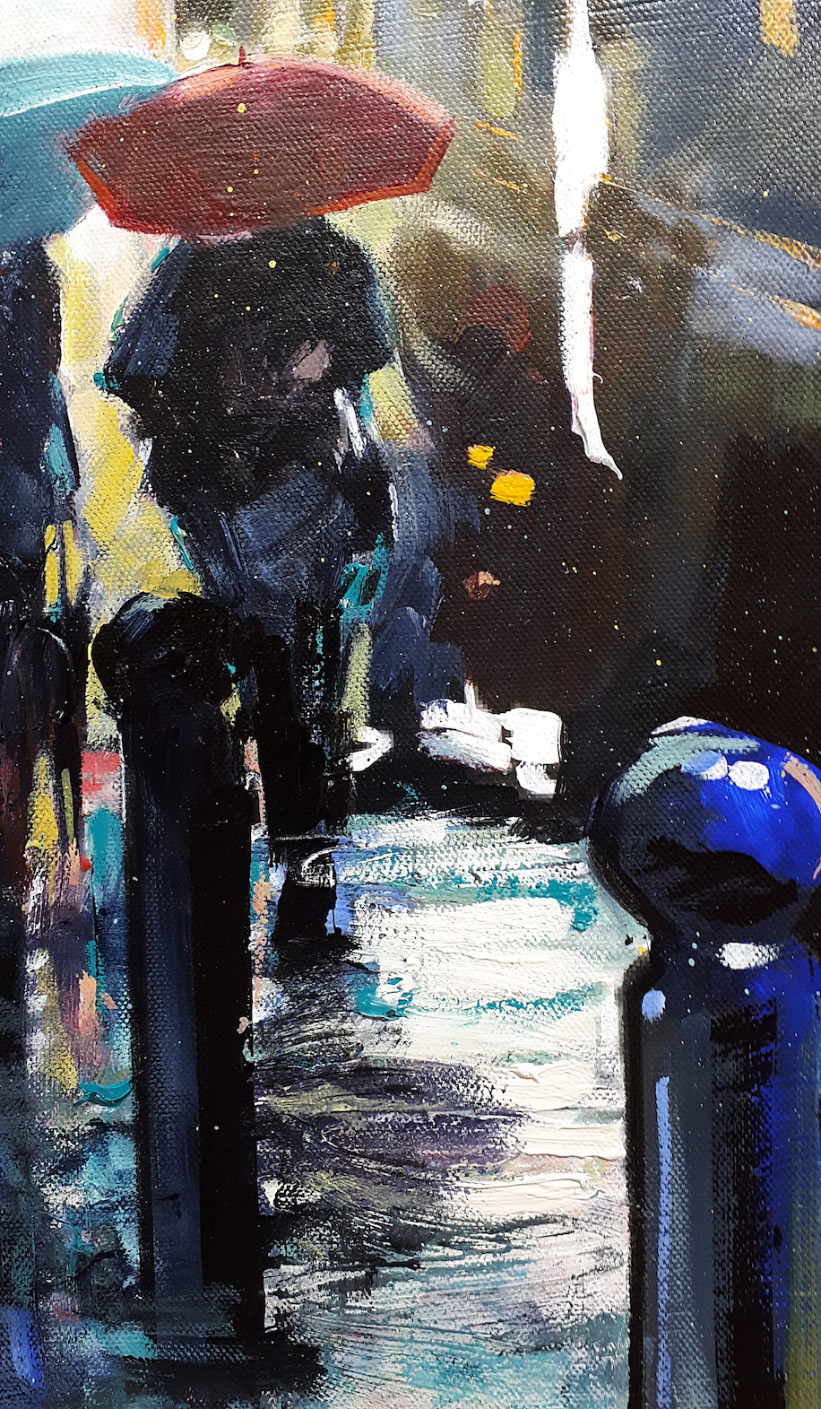 Close Up Detail 1 Of Acrylic Painting "Paris by Night" By Judith Dalozzo