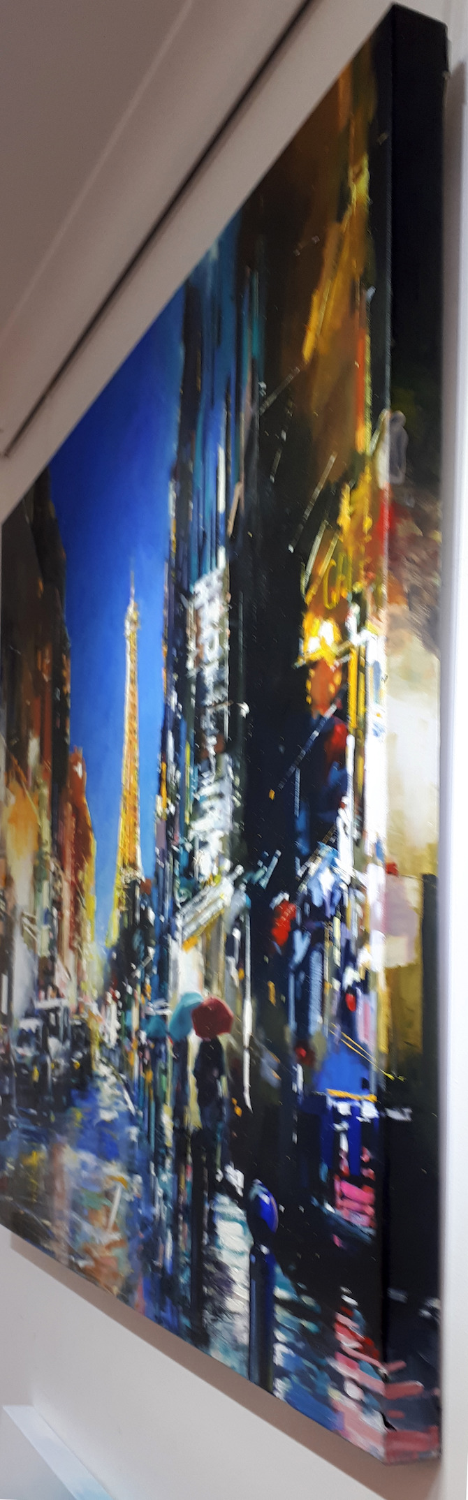 Side View Of Cityscape Painting "Paris by Night" By Judith Dalozzo