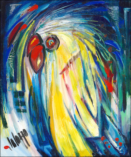 Animal Painting "Parrots of Paradise 2" by Lucette Dalozzo