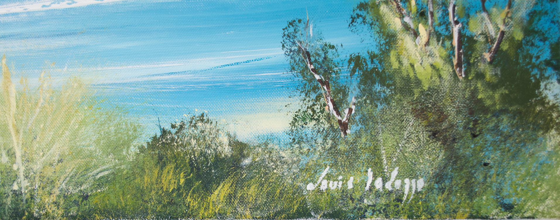 Close Up Signature Of Acrylic Painting "Path to The Beach Stradbroke" By Louis Dalozzo