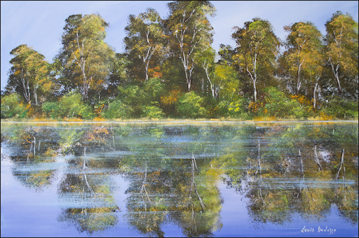Water Reflection Landscape "Peaceful Flow" Original Artwork by Louis Dalozzo