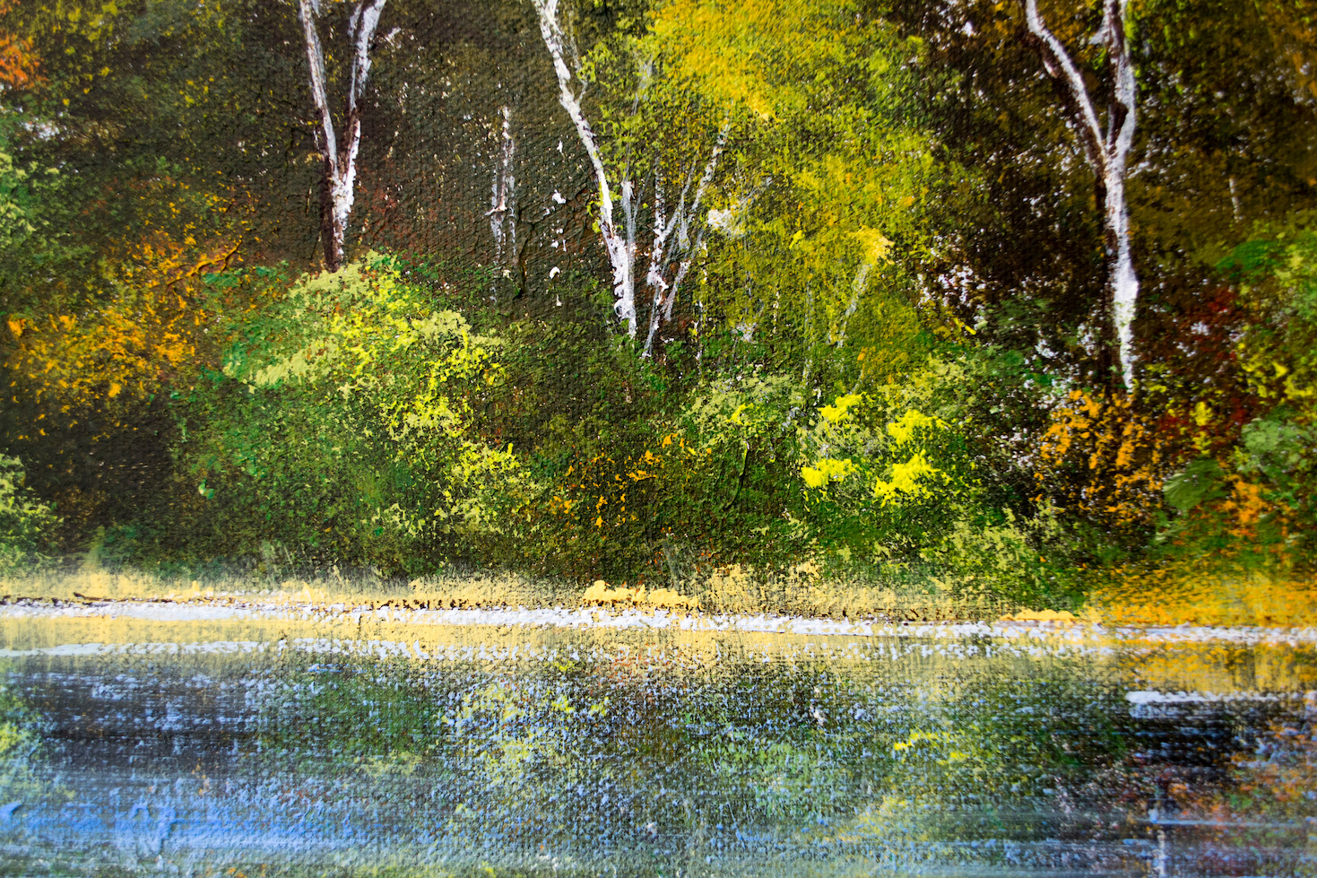 Close Up Detail Of Acrylic Painting "Peaceful Flow" By Louis Dalozzo