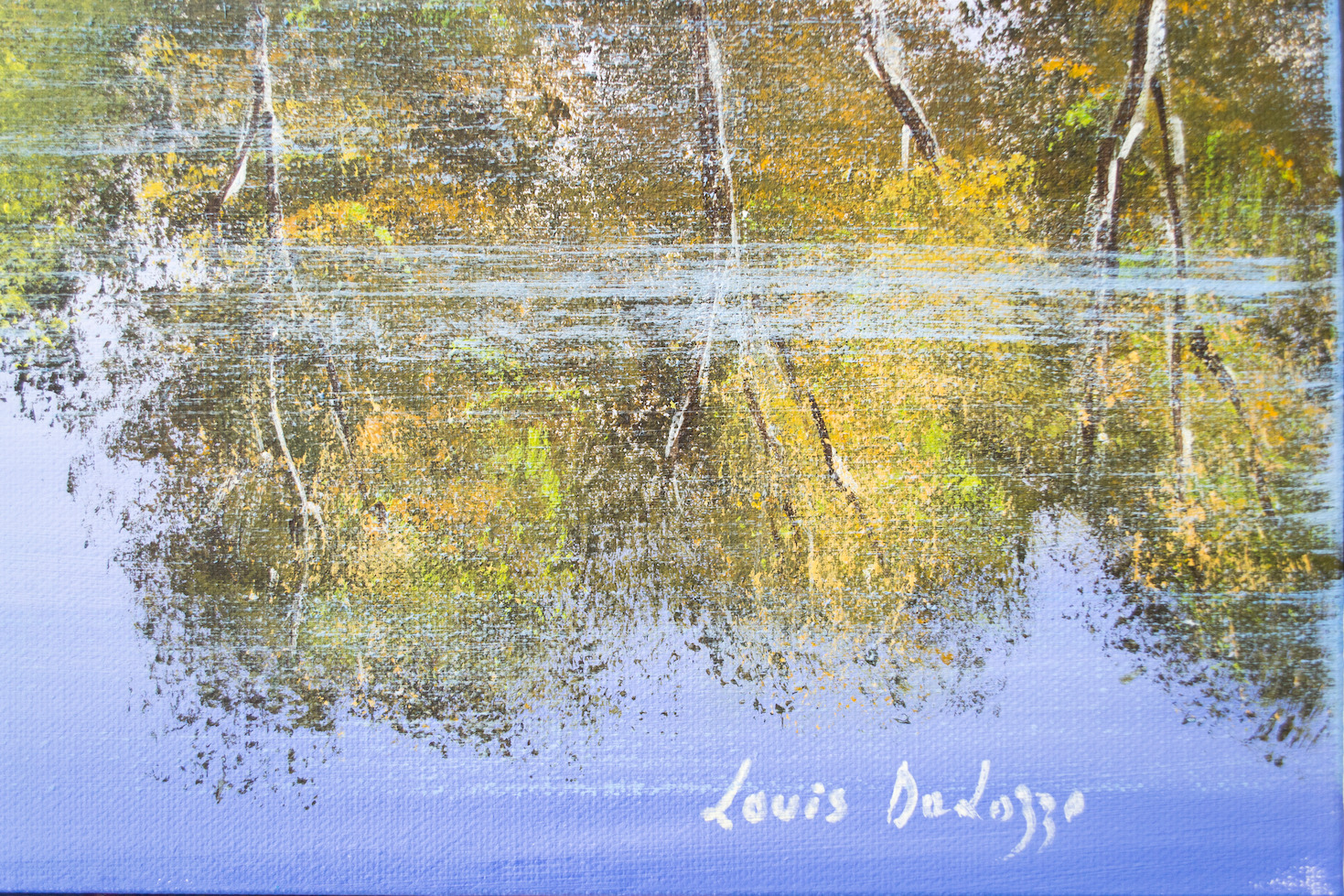 Close Up Signature Of Acrylic Painting "Peaceful Flow" By Louis Dalozzo