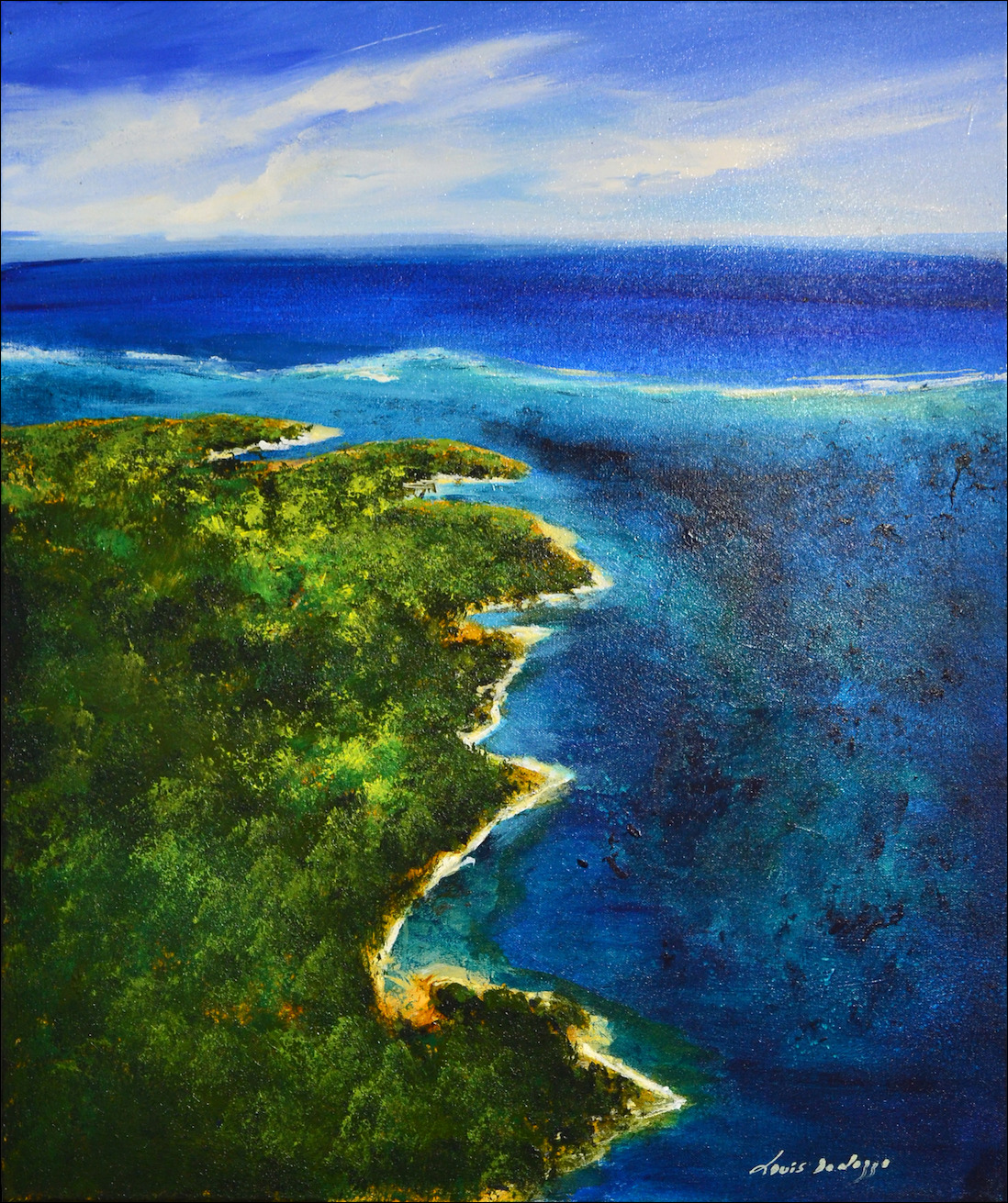Seascape "Pearl Coast Aerial" Original Artwork by Louis Dalozzo