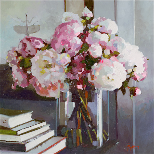 Floral Still Life "Peonies in Bloom" Original Artwork by Judith Dalozzo