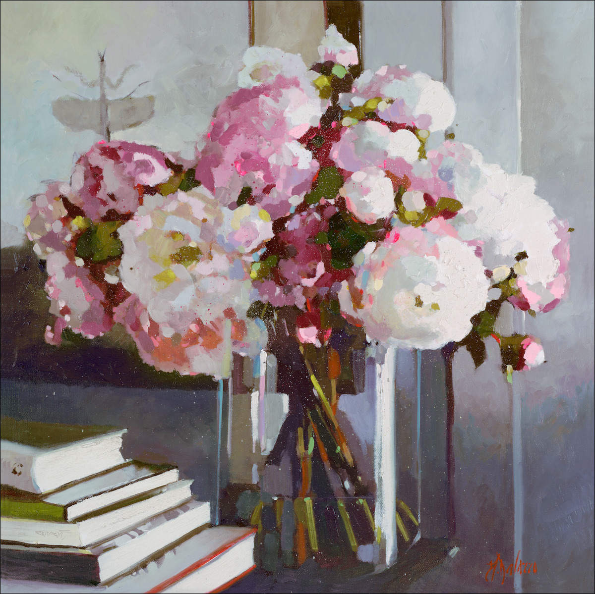 Floral Still Life Canvas Print "Peonies in Bloom" by Judith Dalozzo