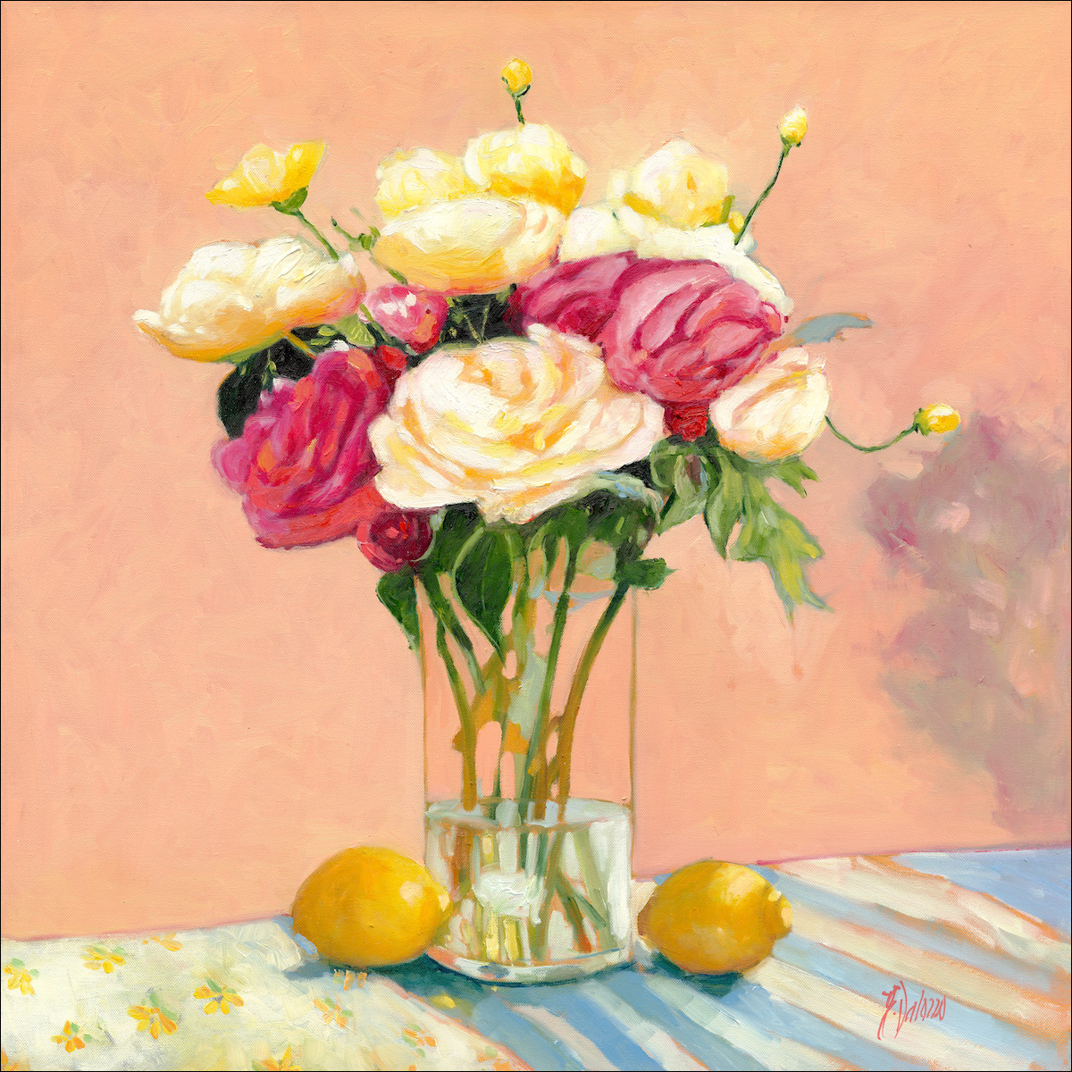 Floral Still Life Painting "Peonies from My Garden" by Judith Dalozzo