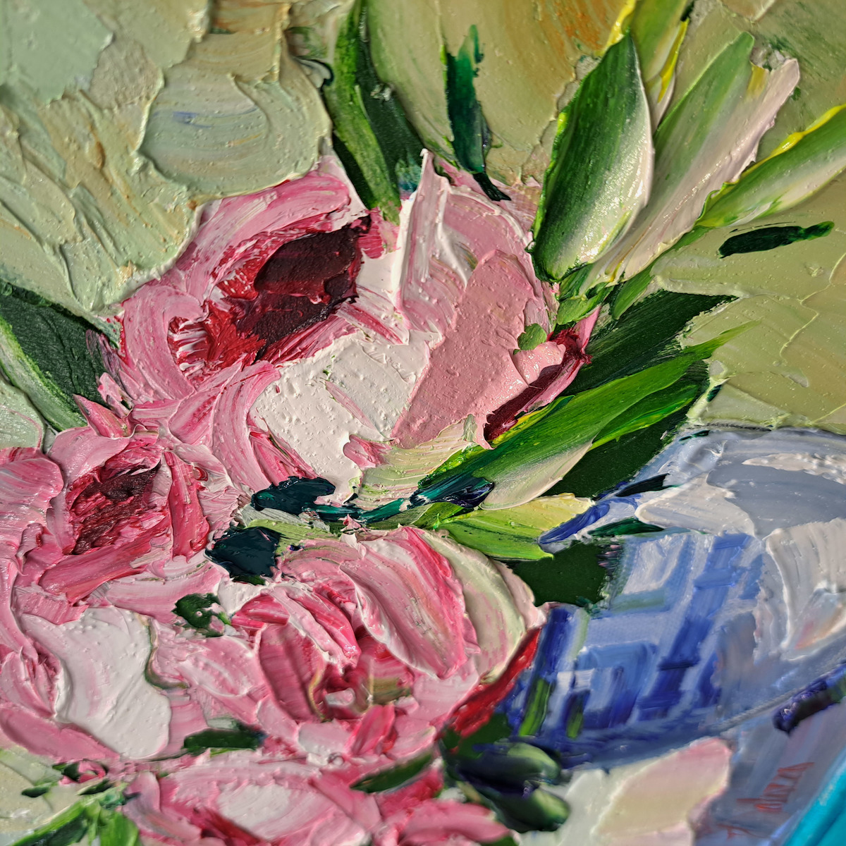 Creation Stage 2 Of Original Still Life Painting "Peonies in Ginger Jar" By Judith Dalozzo