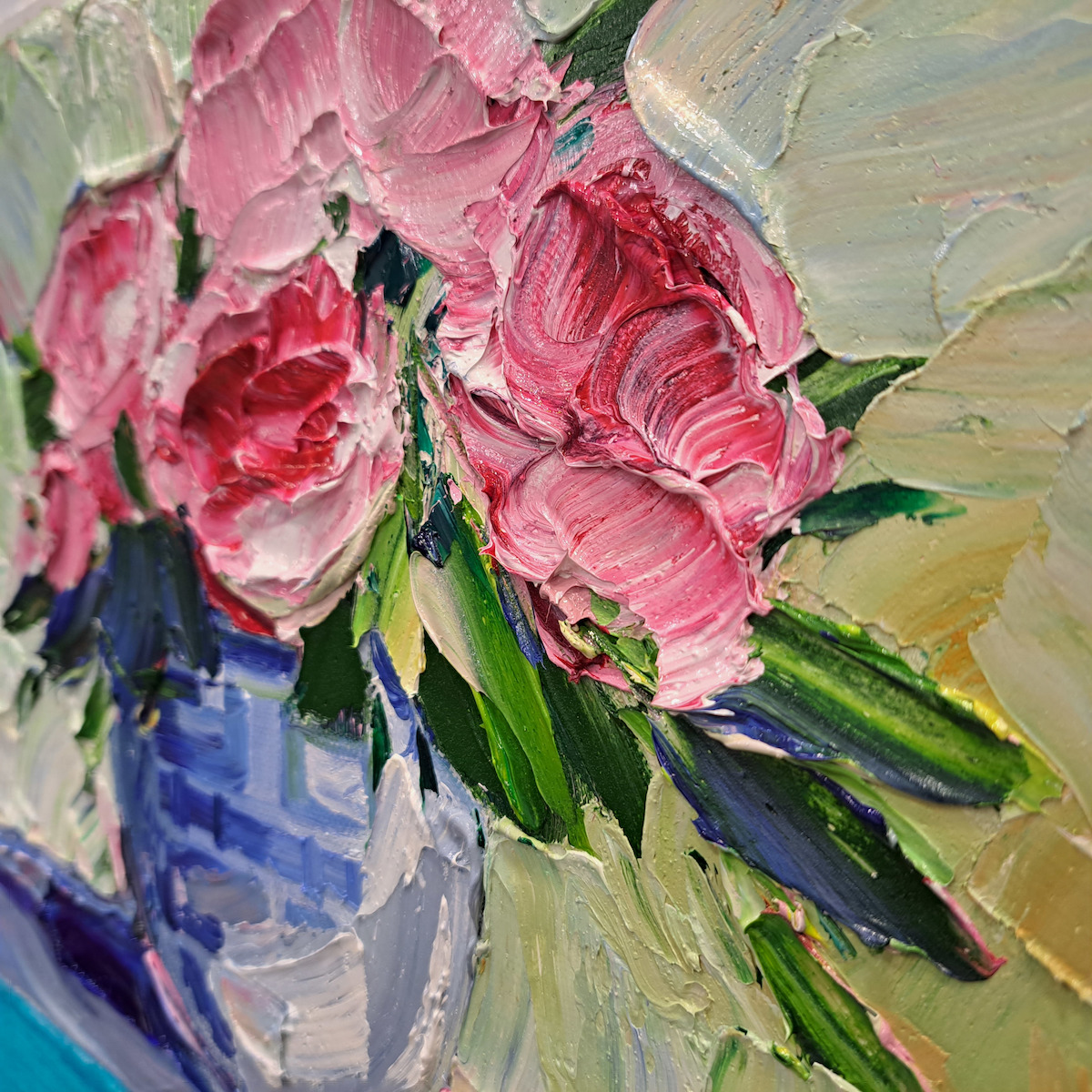 Creation Stage 3 Of Original Still Life Painting "Peonies in Ginger Jar" By Judith Dalozzo