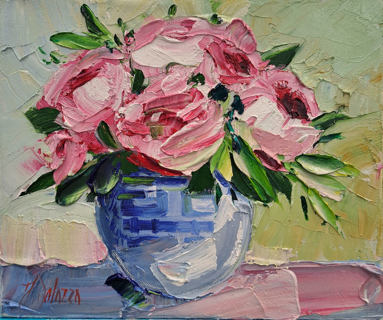 Creation Stage 5 Of Original Still Life Painting "Peonies in Ginger Jar" By Judith Dalozzo