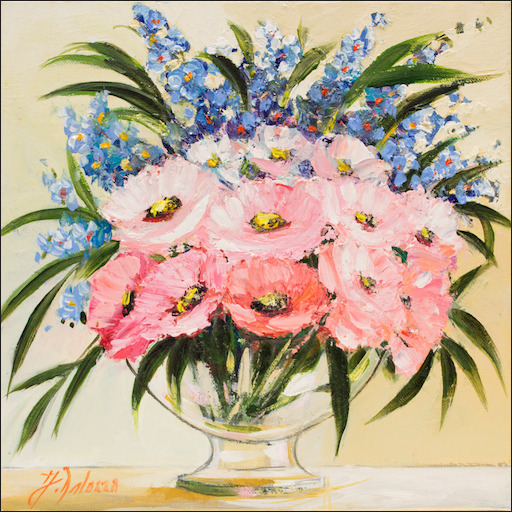 Floral Still Life "Peonies in a Vase" Original Artwork by Judith Dalozzo