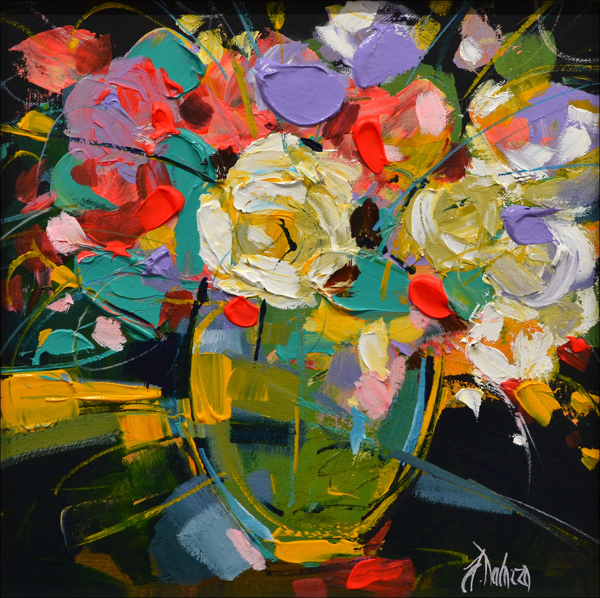 Floral Still Life "A Pop of Colour" Original Artwork by Judith Dalozzo