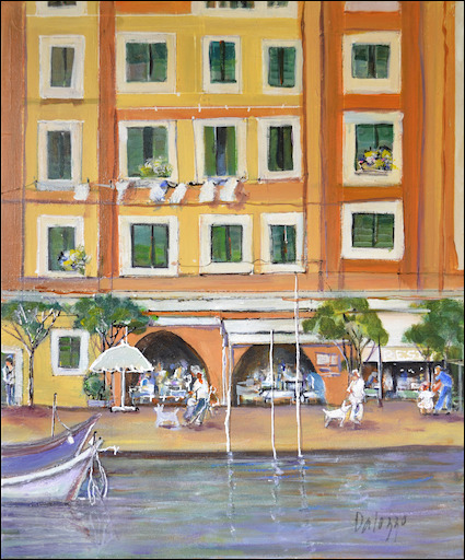 Italy Cityscape Painting "Portofino Morning" by Lucette Dalozzo