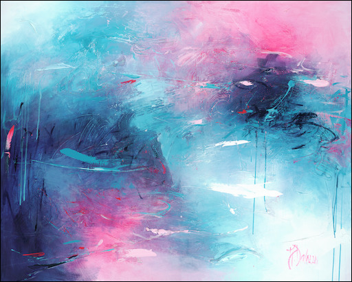 Impulsion Abstract Canvas Print "Pretty in Pink" by Judith Dalozzo