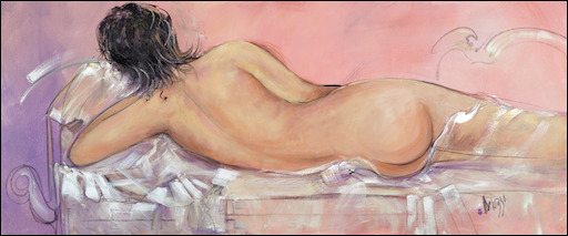 Nude "Reclining Nude 2" Original Artwork by Lucette Dalozzo
