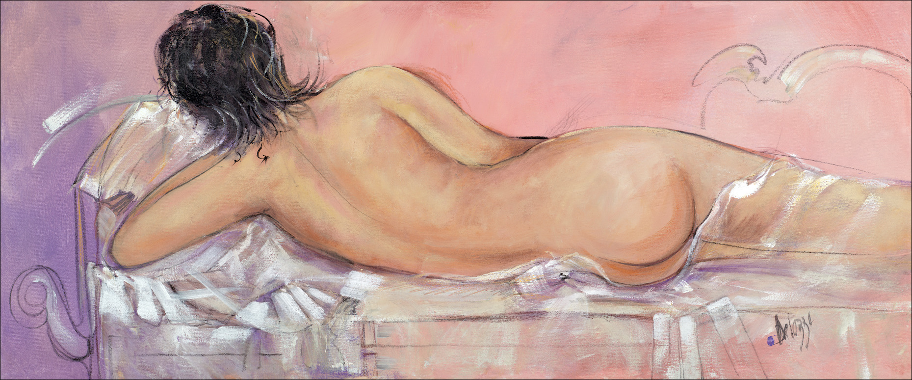 Nude Canvas Print "Reclining Nude 2" by Lucette Dalozzo