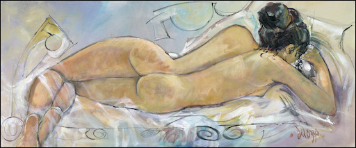 Nude Canvas Print "Reclining Nude 3" by Lucette Dalozzo