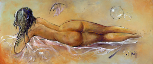 Nude "Reclining Nude 4" Original Artwork by Lucette Dalozzo