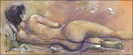 Nude "Reclining Nude 5" Original Artwork by Lucette Dalozzo