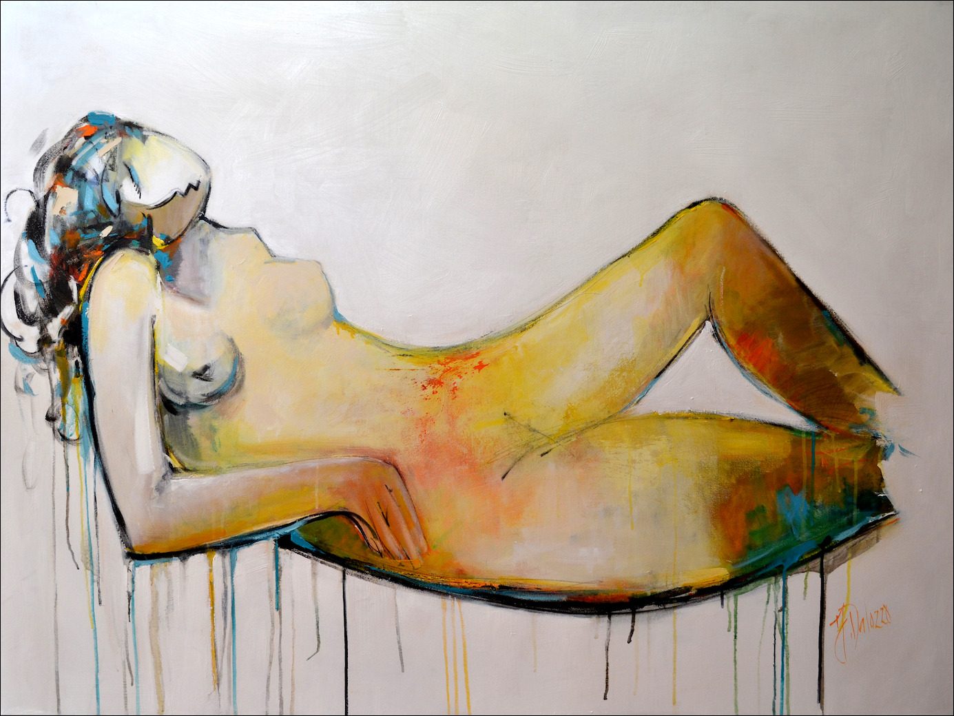 Cubic Gal Figure "Reclining Nude" Original Artwork by Judith Dalozzo