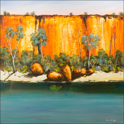 Water Reflection Landscape "Red Cliffs Kimberley WA" Original Artwork by Louis Dalozzo