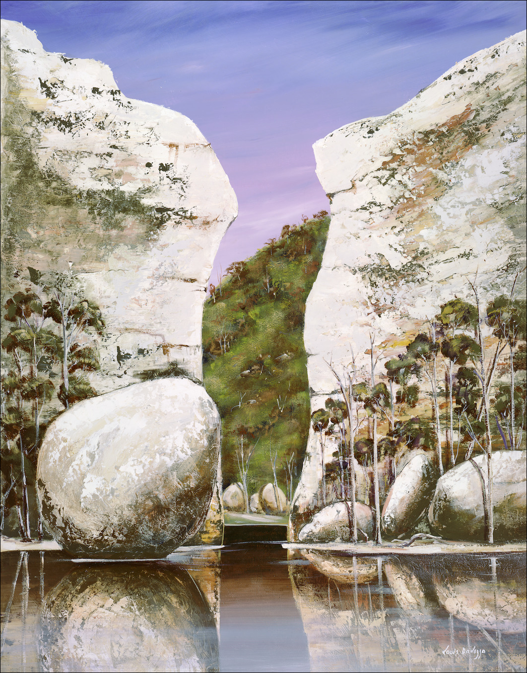 Water Reflection Landscape Painting "Reflecting Rock" by Louis Dalozzo