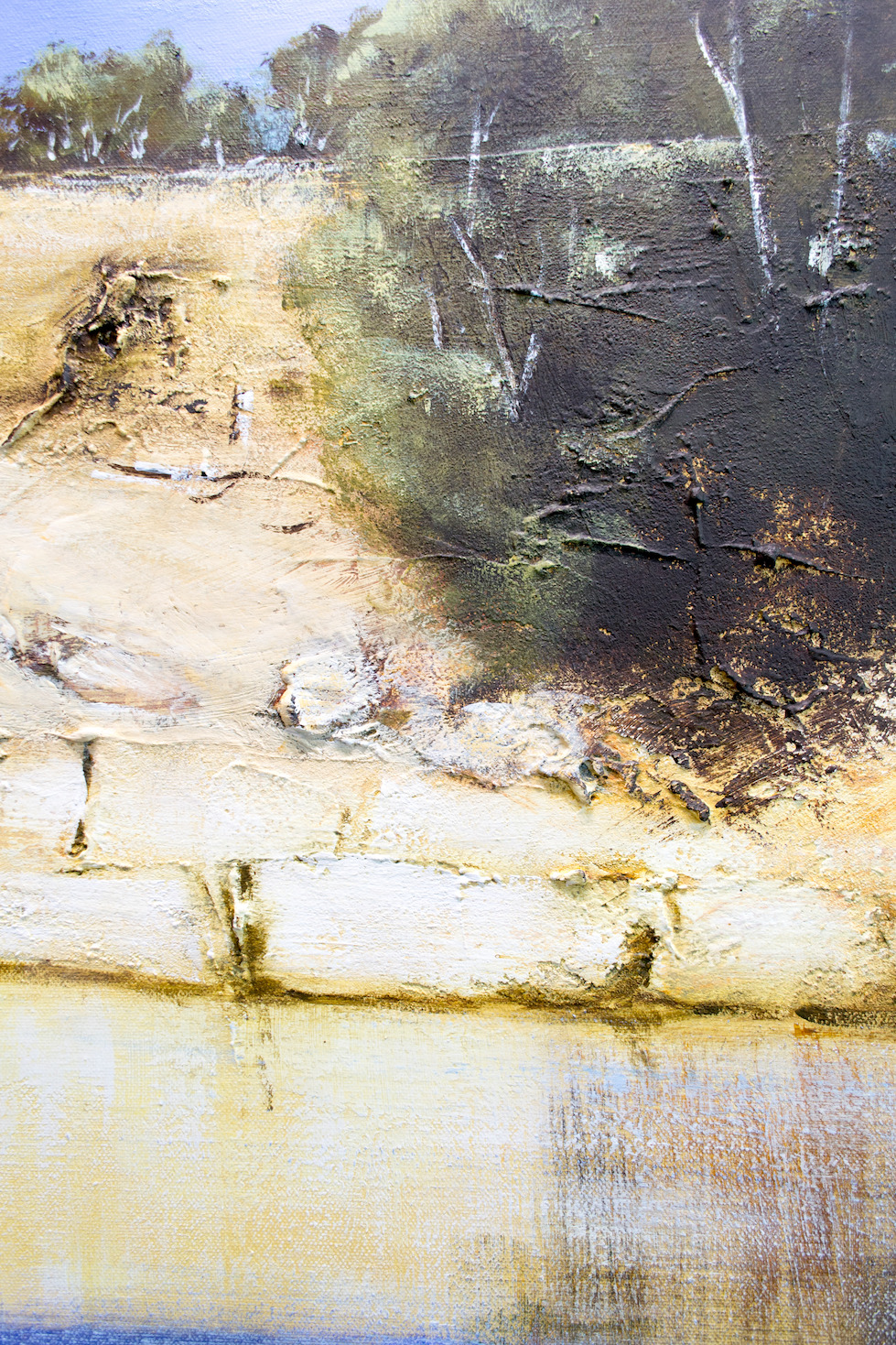 Close Up Detail Of Acrylic Painting "Reflections in Carnarvon Creek" By Louis Dalozzo