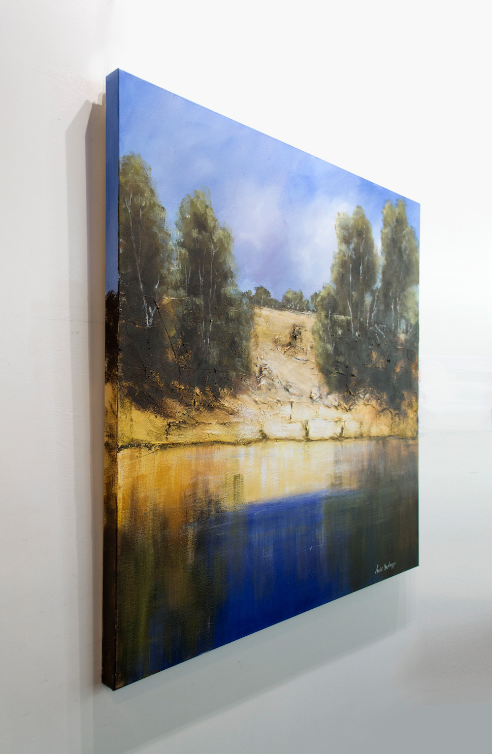 Side View Of Landscape Painting "Reflections in Carnarvon Creek" By Louis Dalozzo