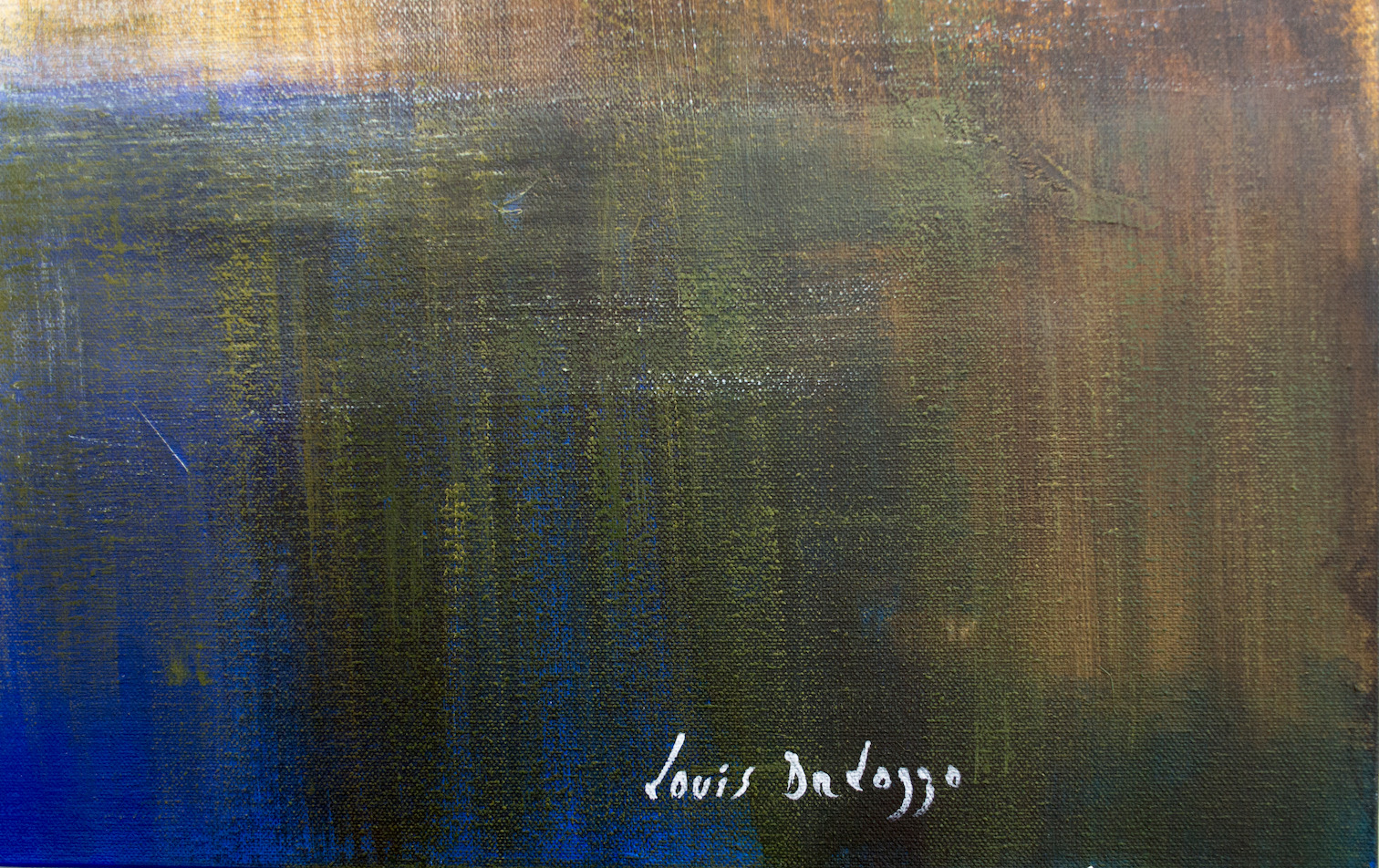 Close Up Signature Of Acrylic Painting "Reflections in Carnarvon Creek" By Louis Dalozzo