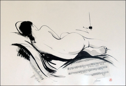 True Semblance Nude "Relaxing on Her Side" Original Artwork by Judith Dalozzo