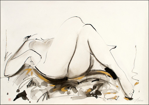 True Semblance Nude "Relaxing on The Weekend" Original Artwork by Judith Dalozzo